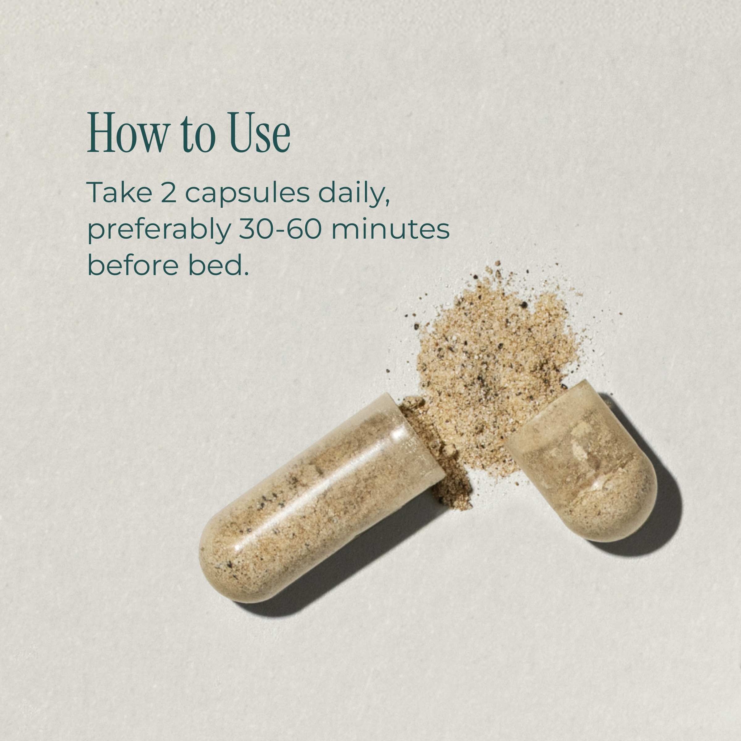 pH-D Menopause sleep relief capsule on a white background with 'how to use' directions