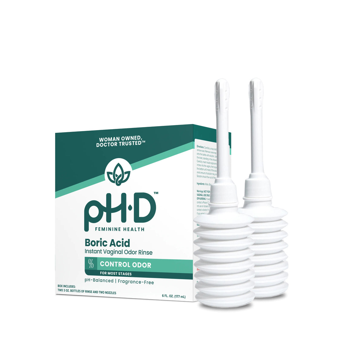 pH-D Boric Acid Instant Odor Rinse on a white background.