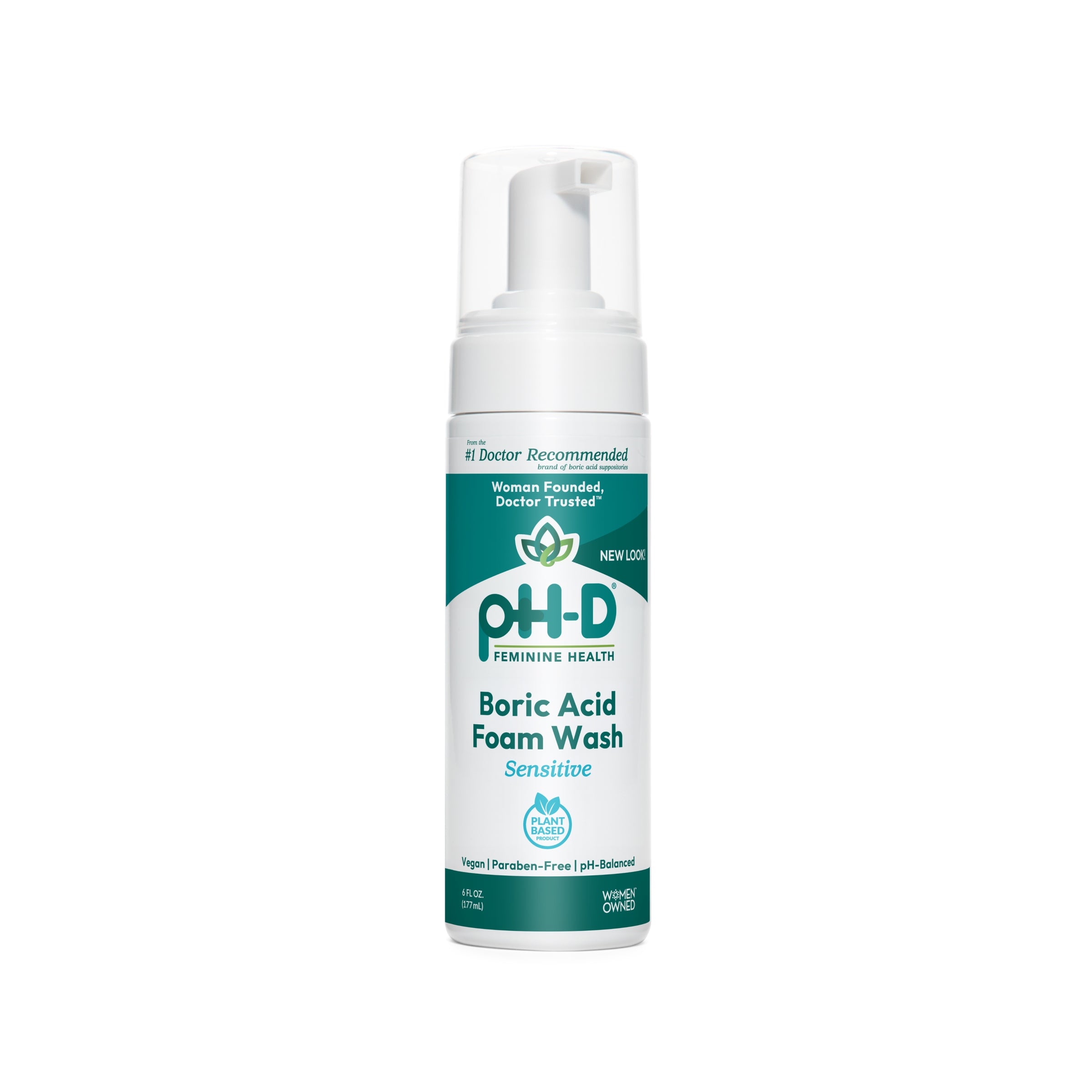 pH-D Boric Acid Foam Wash bottle on a white background