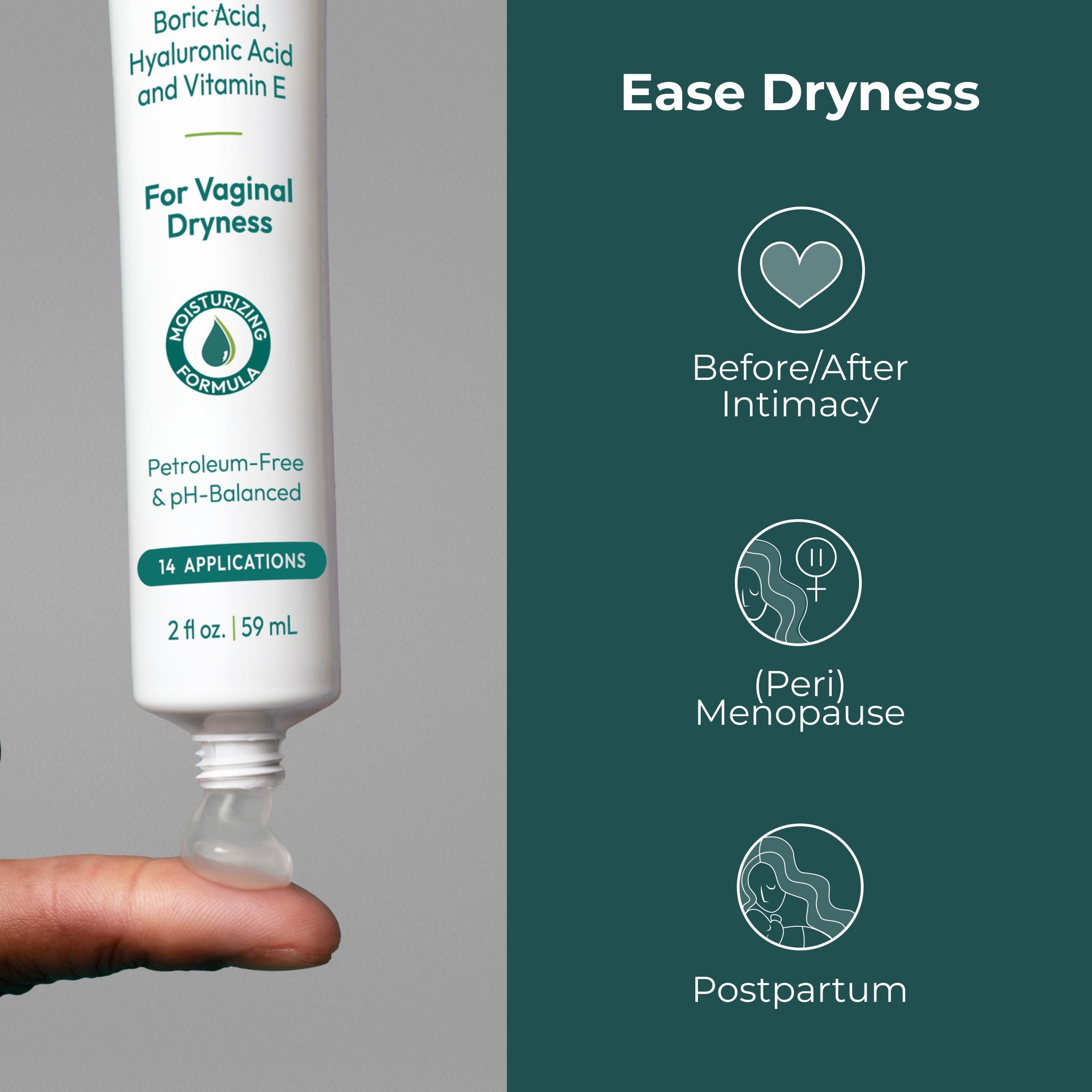 Squeezing vaginal moisturizing gel on a finger tip
