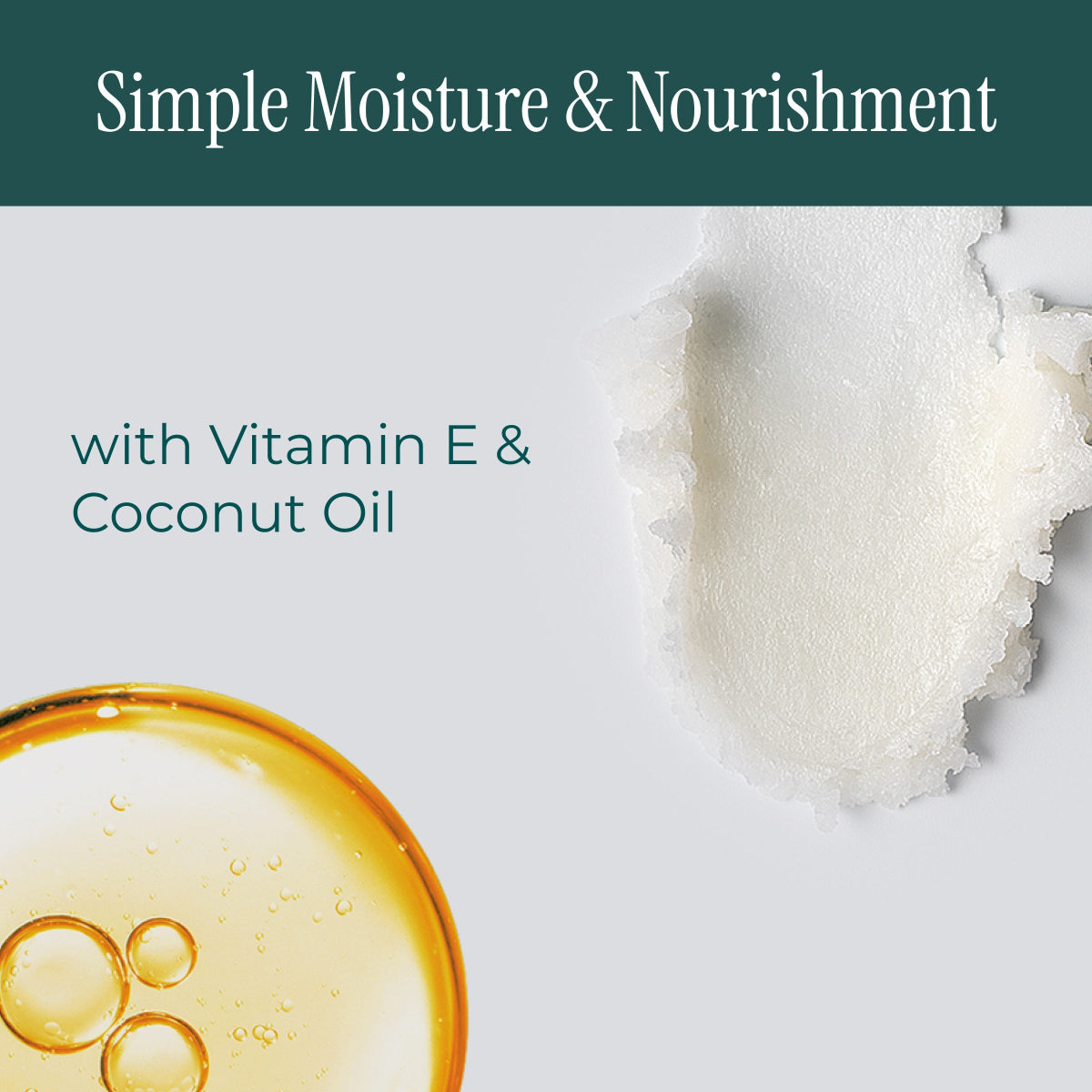 Product with Vitamin E and Coconut Oil on a white background