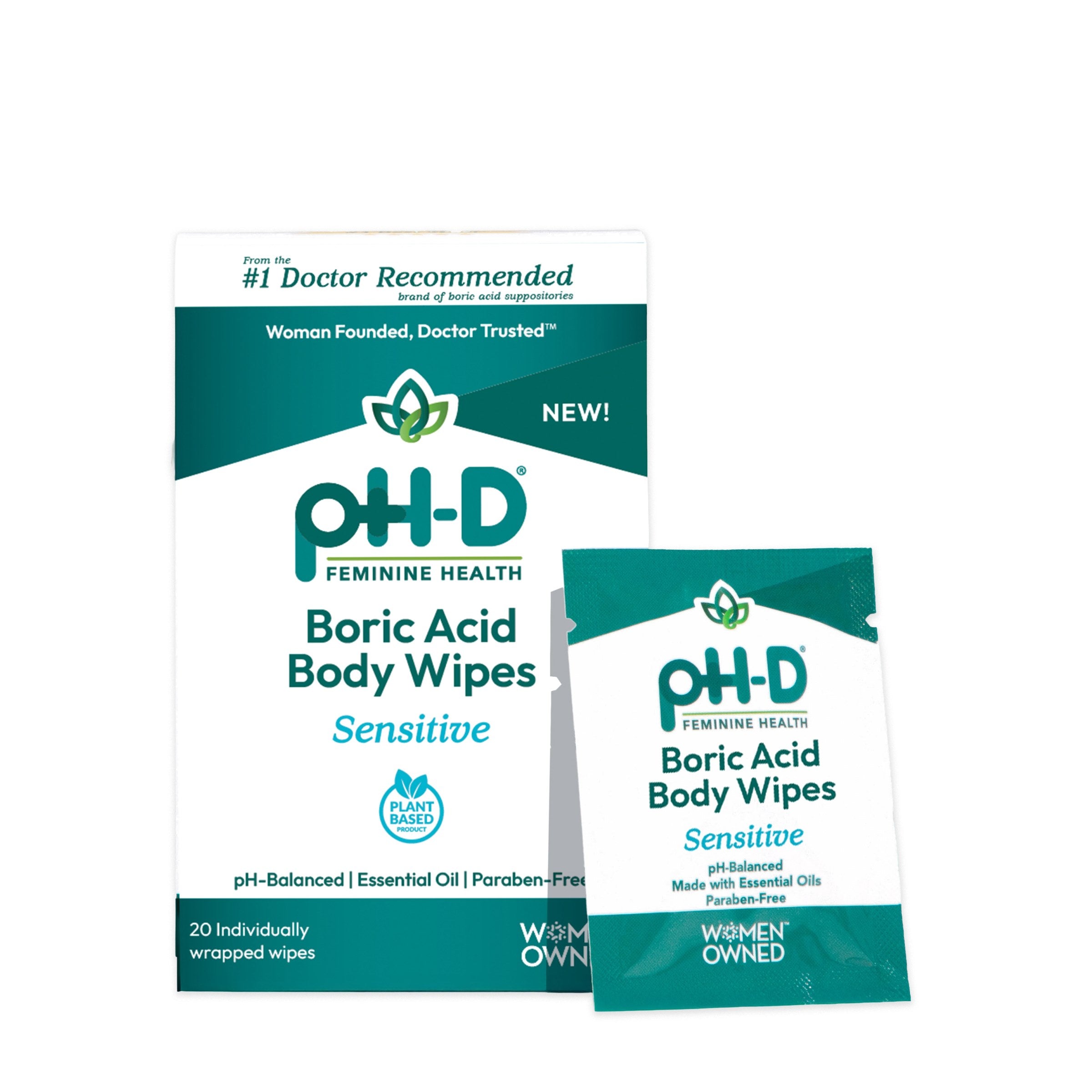 Boric Acid Body Wipes front-facing image