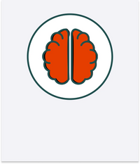 Illustration of a brain with an orange outline on a white background