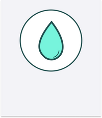 Green water droplet icon in a circle on a white background