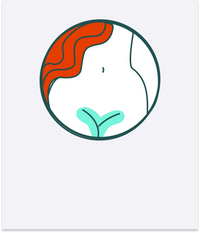 Circular logo with wavy red and white design on a white background